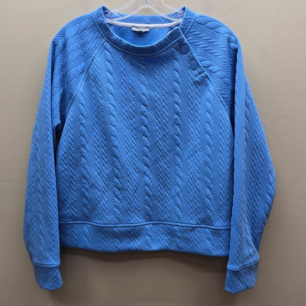Women’s Cable-Knit Blue Pullover Sweater